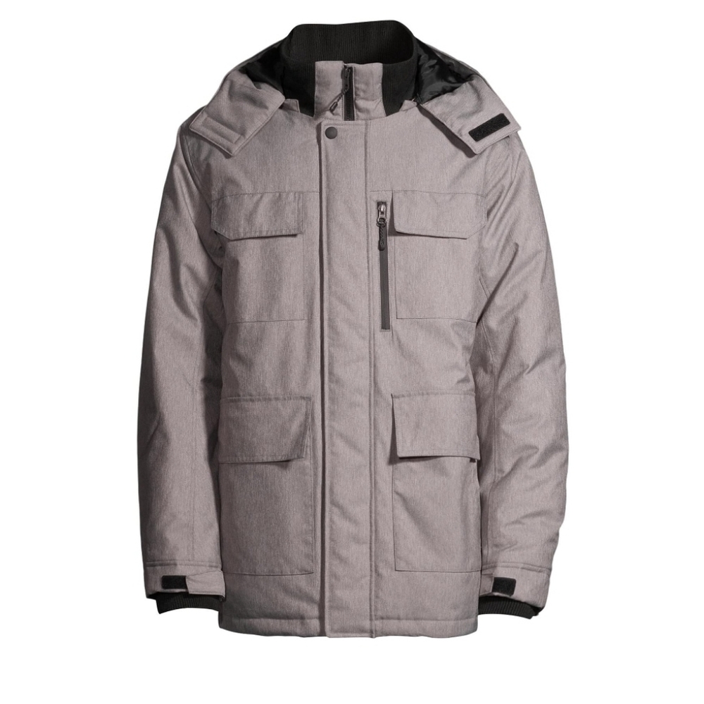 Swiss Tech Heavy Winter Jacket XL Gray Parka Zip Up w/ Hood Water Resistant